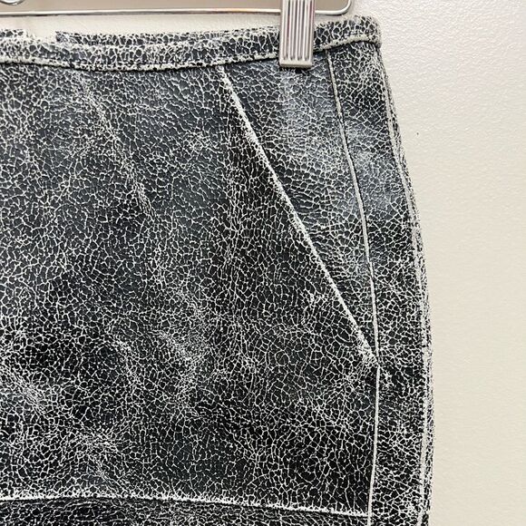 Sandro Paris Black Cracked Leather Calfskin Mini Skirt Size S - Picture 5 of 11